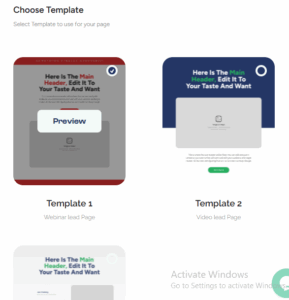 Pre-design opt-in and webinar lead page templates in Serlzo's DFY Page Builder