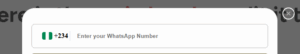 Serlzo lead page builder showing WhatsApp number input field for lead capture