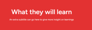 Serlzo lead page builder section titled "What They Will Learn" with editable fields for outlining webinar key takeaways."