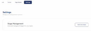 Serlzo Settings tab for automate lead follow-up and stage tracking